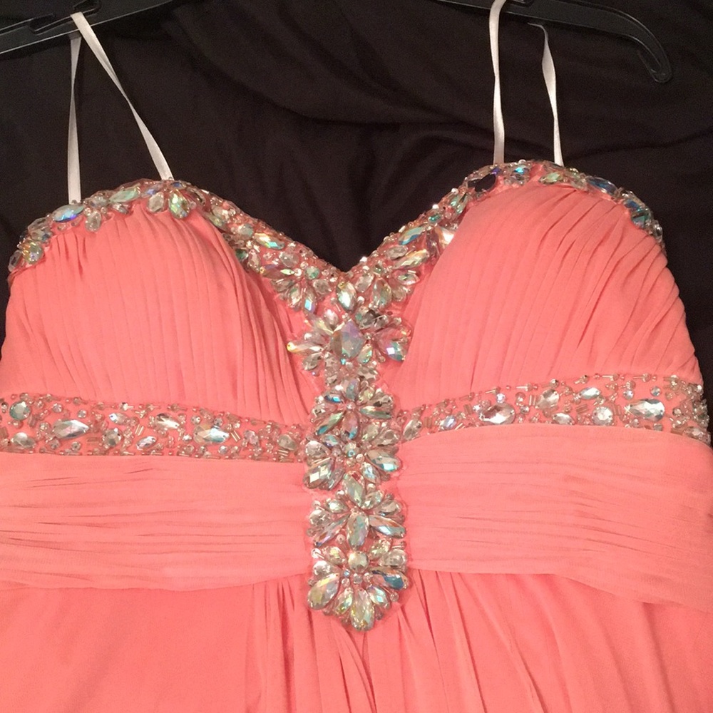 Salmon color prom dress